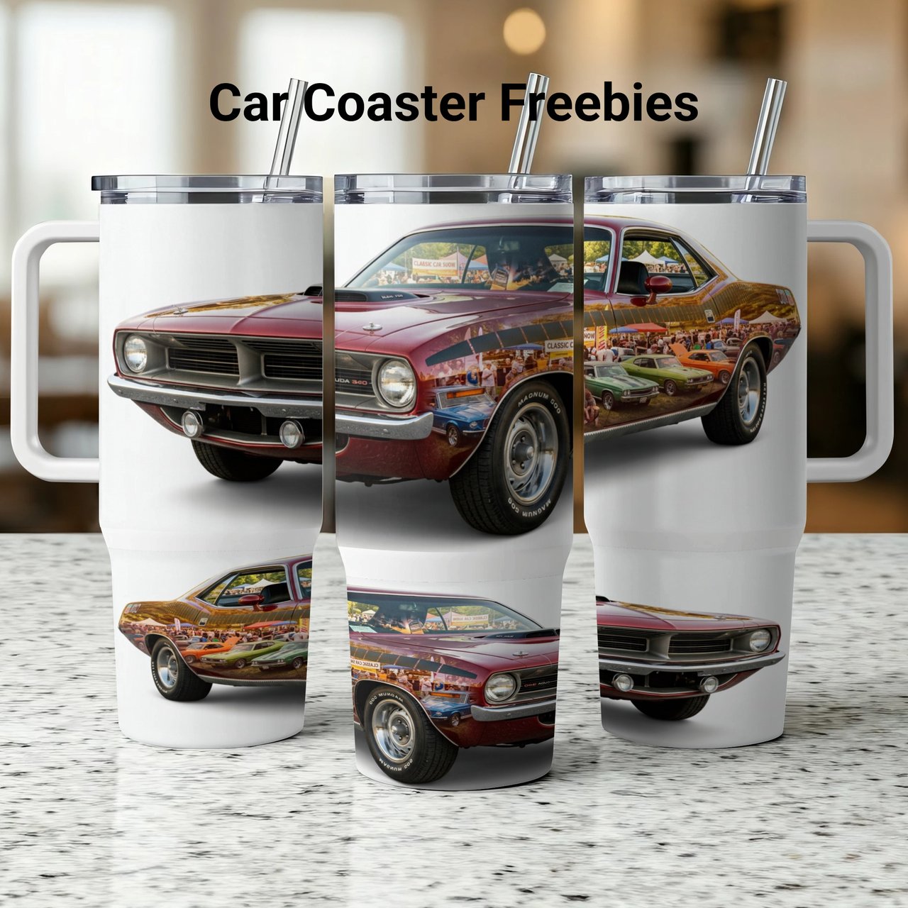 Classic Car 40oz Tumbler Wrap Design, Vintage Red Muscle Car Sublimation Digital File, Car Show Auto Lover Gift for Him