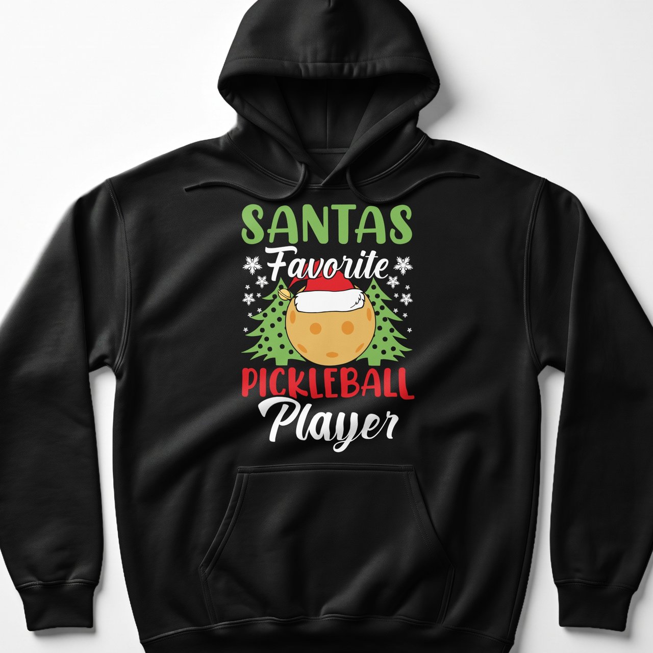 Pickleball Gildan Fleece Hoodie, Santas Favorite Pickleball Player, Festive Winter Court Pullover