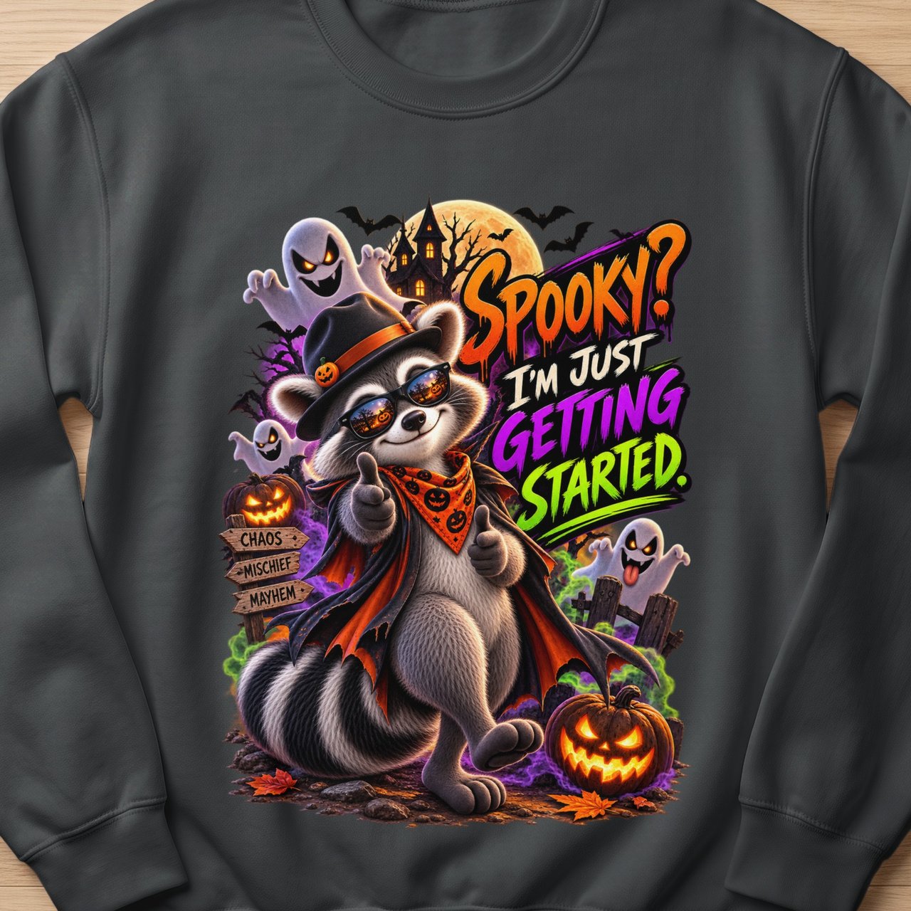 Randy the Raccoon Spooky Halloween Sweatshirt