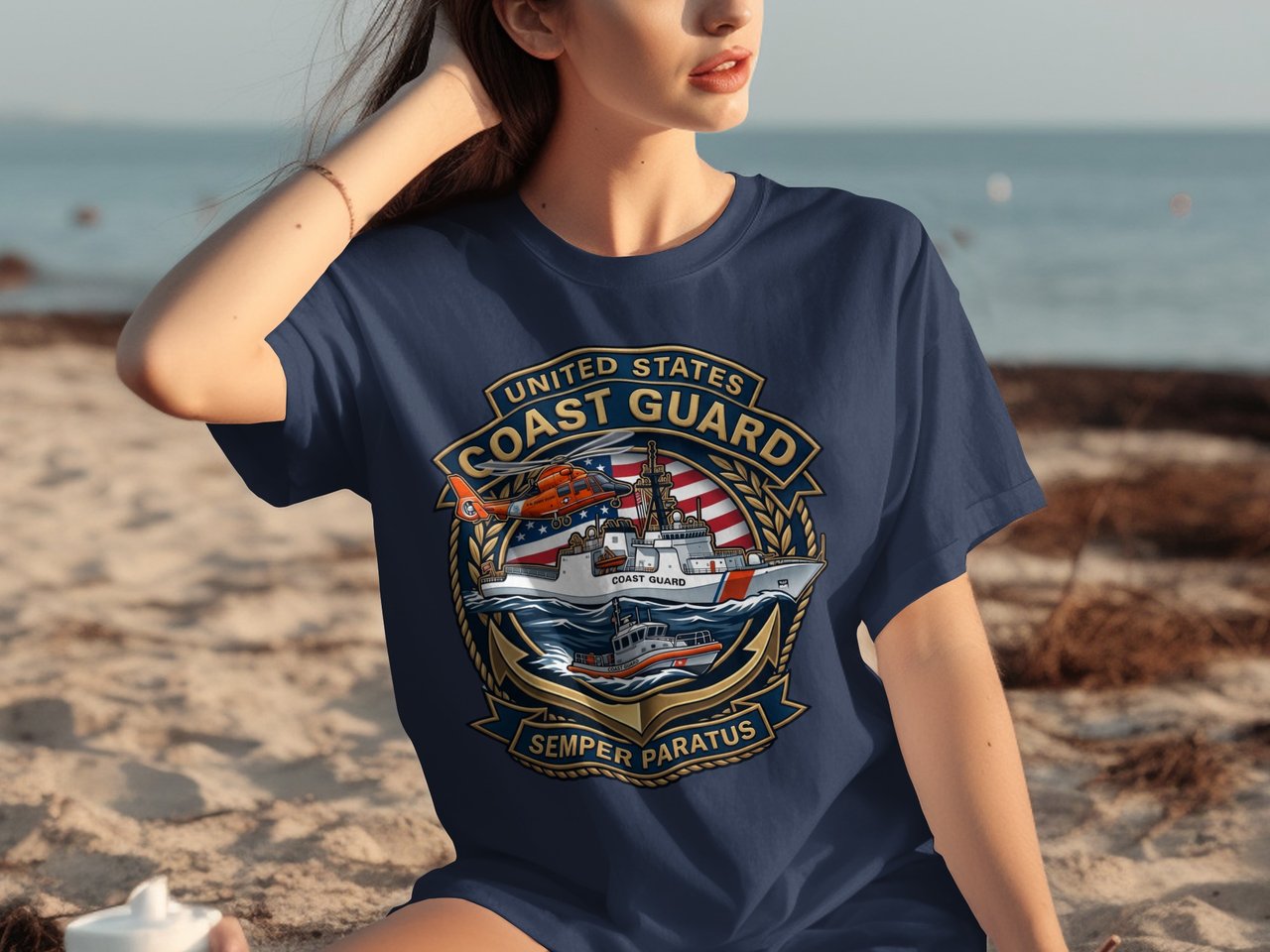 US Coast Guard T-Shirt, Semper Paratus Tee, Patriotic Military Veteran Apparel, Coast Guard Family Gift, American Flag Service Shirt
