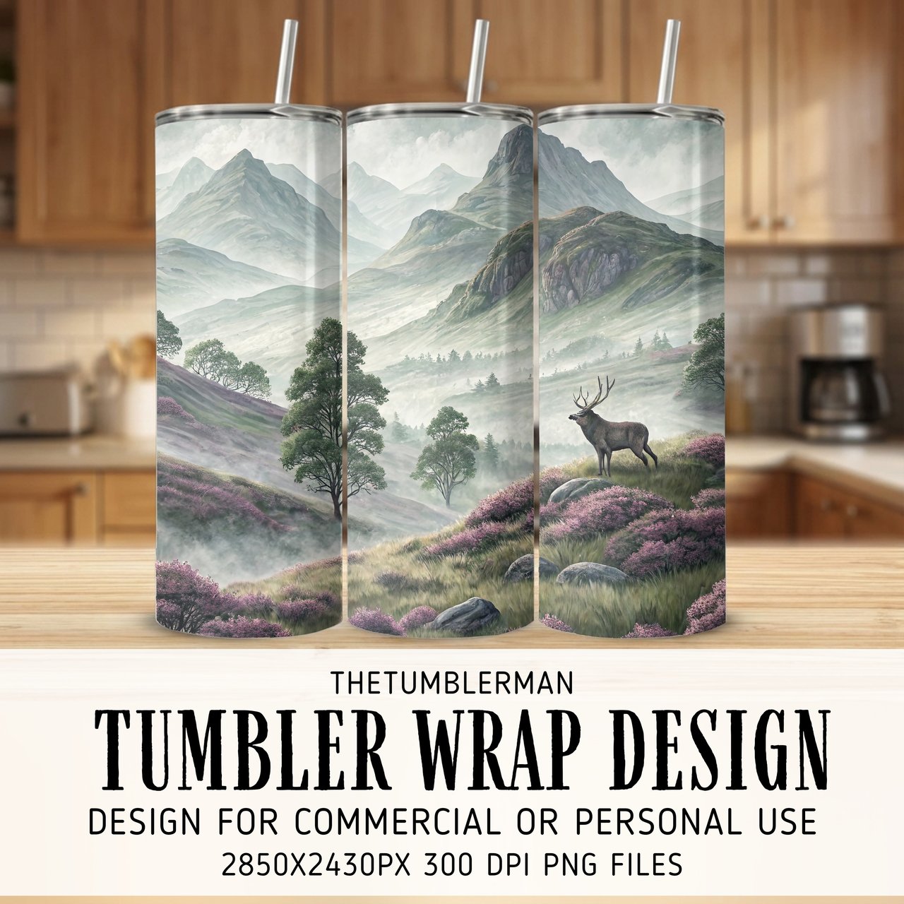 Enchanted Highlands Stag Digital Design Size Bundle Png