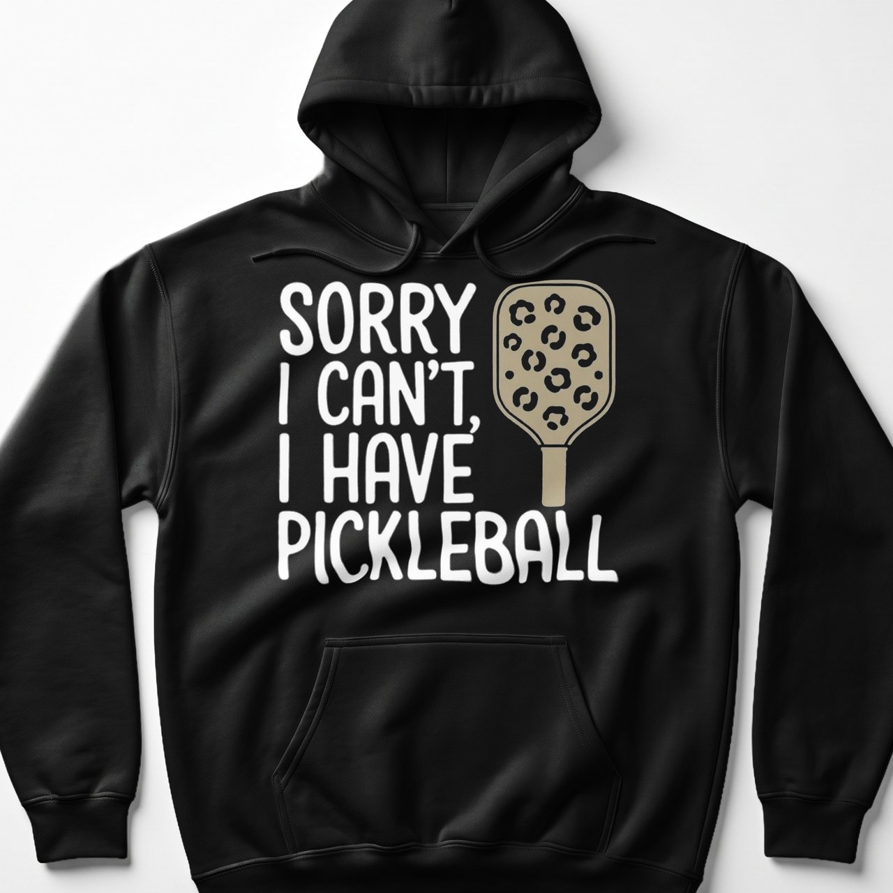Pickleball Gildan Fleece Hoodie, Sorry I Can't, I Have Pickleball, Leopard Print Paddle Court Pullover