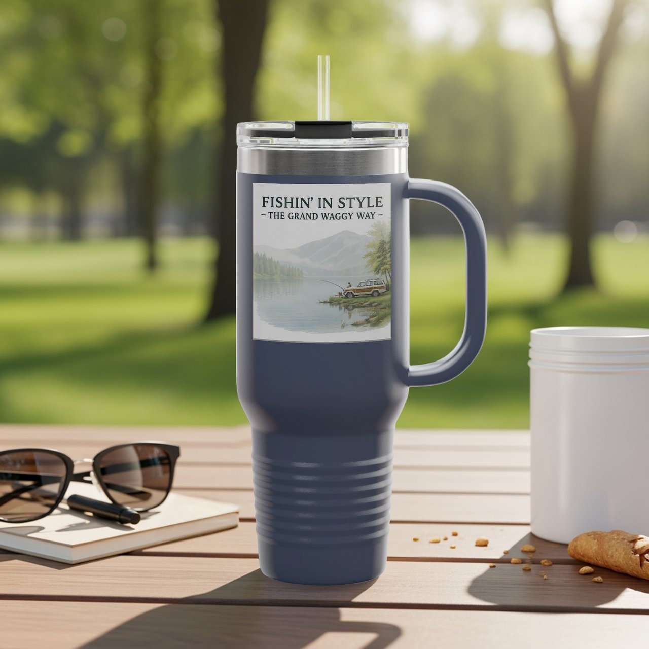 Fishing Waggy Tumbler, Grand Wagoneer Gift, Lake Tumbler, Outdoor Adventure, Car Lover Gift, Wagoneer Decor