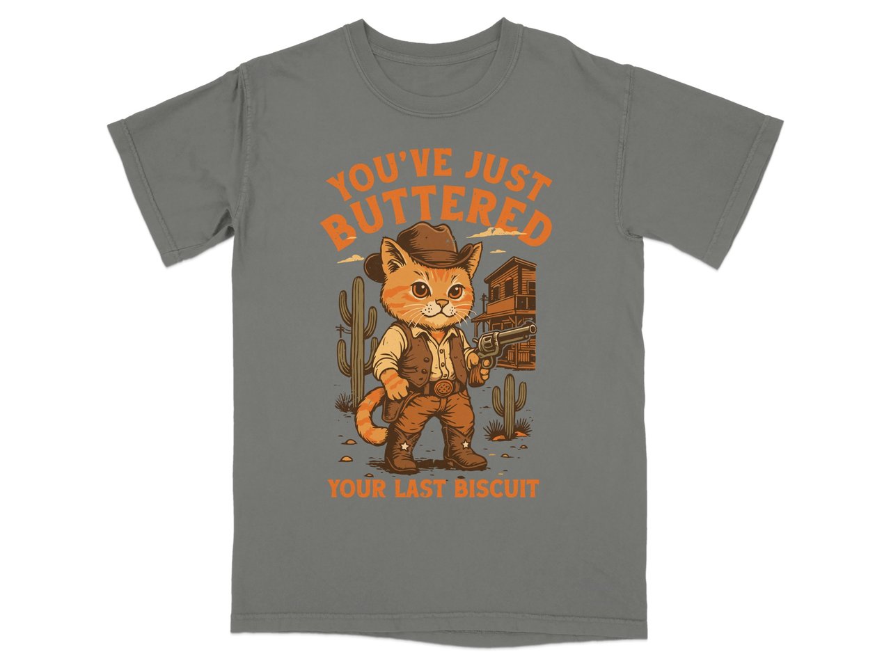 Buttered Your Last Biscuit Cowboy Cat Tee