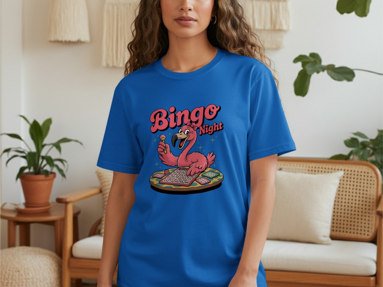 Retro Bingo Night Flamingo Tee