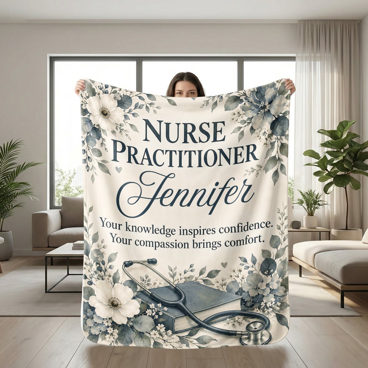 Nurse Practitioner Floral Blanket