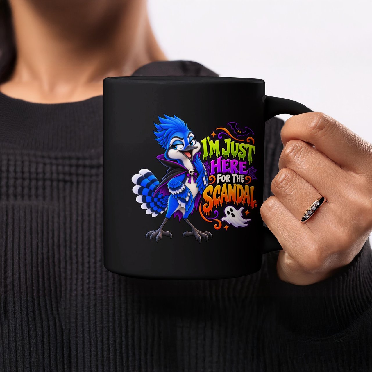 Here For The Scandal Blue Jay Mug