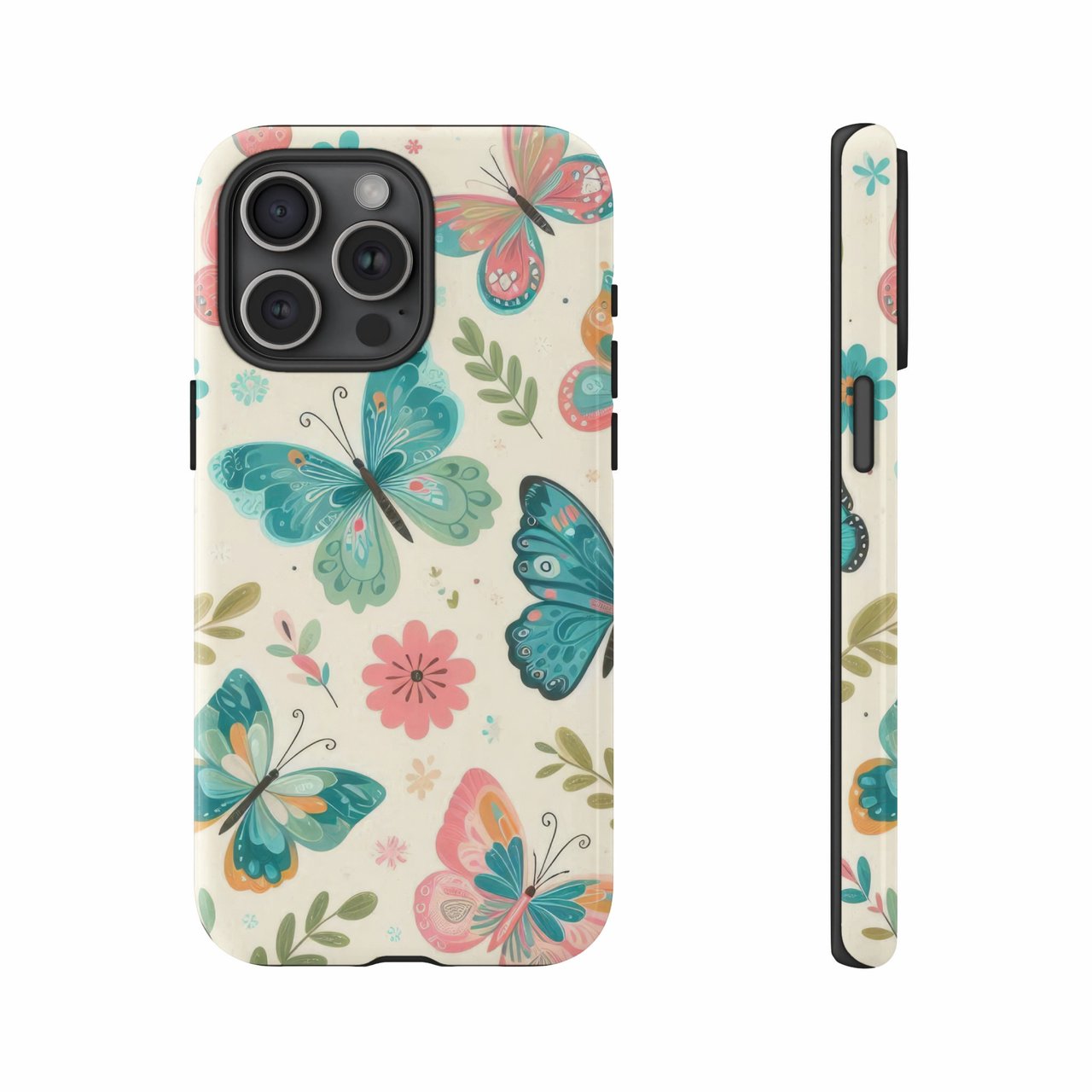 Floral iPhone Case: Butterfly Pattern, Colorful Design, Protective Phone Cover