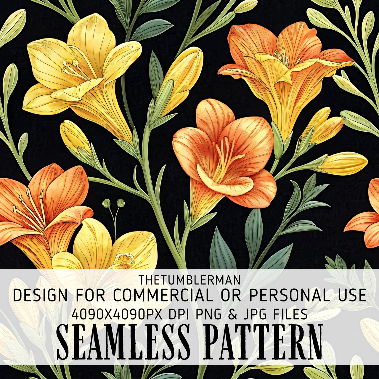 Yellow Flowers Tumbler Design, Floral Digital Paper, Watercolor Backgrounds, Flower Junk Journal, Printable PNG, Digital Scrapbooking