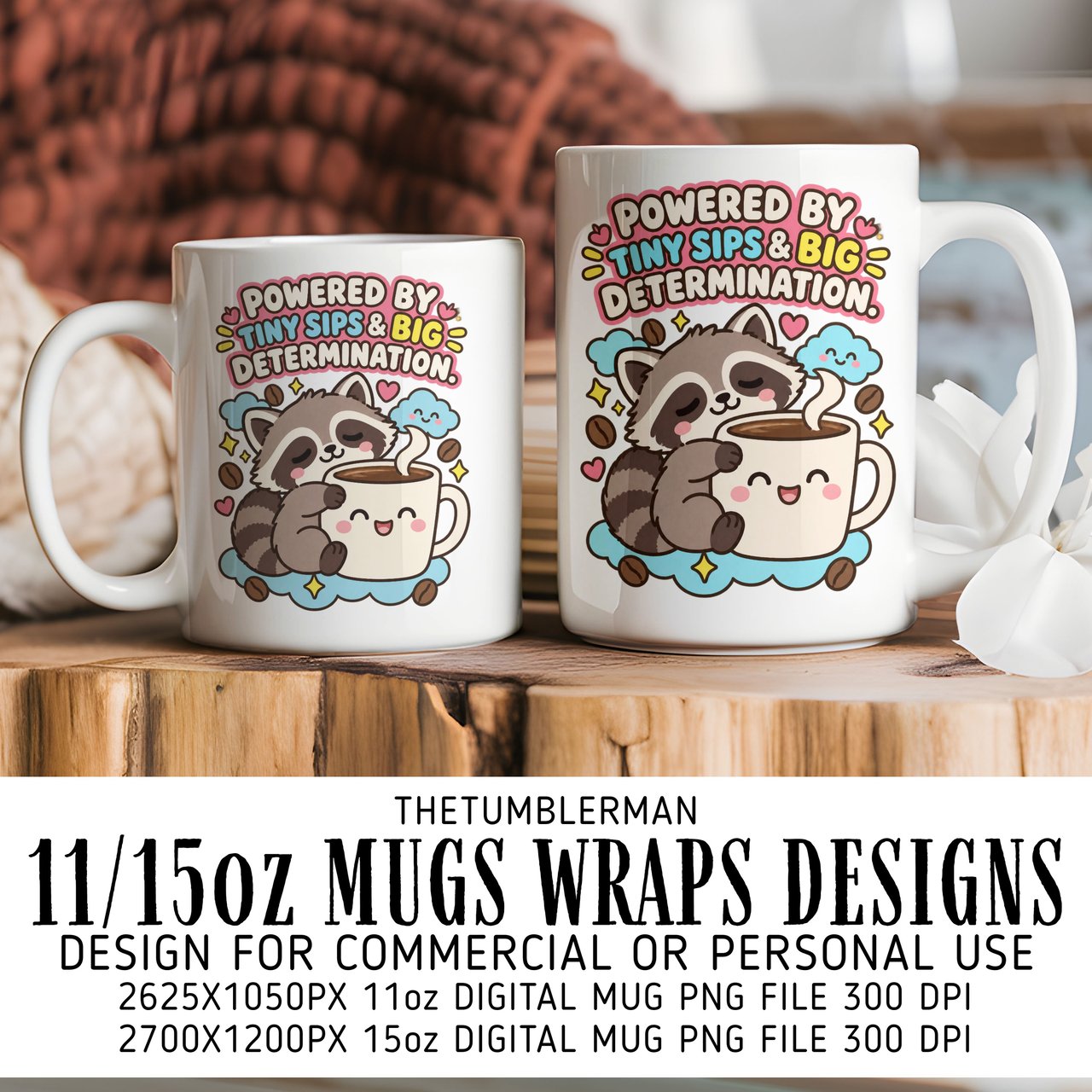 Tiny Sips Big Determination Mug Wrap