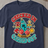 Checked In & Cashed Out Retro T-Shirt thumbnail 2