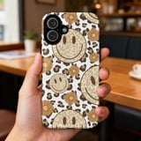 Cheetah Leopard Print Smiley Face Tote Bag & Phone Case - Retro Trendy Happy Face Daisy Flower Groovy Gift thumbnail 10