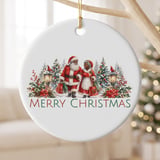 Black Santa Christmas Ornament, African American Santa and Mrs Claus Holiday Keepsake, Vintage Winter Decor, Merry Christmas Family Gift thumbnail 2