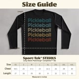 Pickleball Sport-Tek Long Sleeve Tee, Retro Striped Font Multi Line Pickleball Repeat Graphic, Sun Shield Shirt thumbnail 12