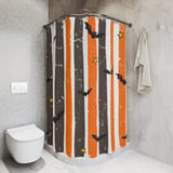 Halloween Bat Shower Curtain and Bath Mat, Spooky Striped Bathroom Decor, Grunge Orange and Black Autumn Bat Decor, Gothic Home Gift thumbnail 7