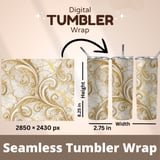 20 oz Skinny Tumbler Wrap, Marble and Gold Swirls Design, Sublimation, Straight and Tapered Wrap png, Digital Download, Elegant Tumbler thumbnail 5