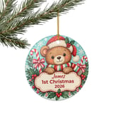 Baby First Christmas Ornament, Personalized Teddy Bear Ornament, Custom Name First Christmas 2026 Keepsake Gift for New Baby Grandbaby thumbnail 7