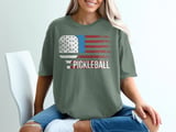 Pickleball Comfort Colors Shirt, PICKLEBALL Distressed USA Flag, Vintage Patriotic Court Graphic Tee thumbnail 6