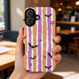 Spooky Cute Bat & Star Phone Case | Pastel Goth Halloween Striped Tote Bag | Y2K Grunge Aesthetic Fall Accessory thumbnail 14