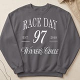 Vintage Race Day Sweatshirt, Preppy Motorsport Crewneck, Winners Circle 97 Racing Graphic Pullover, Aesthetic Track Day Car Enthusiast Gift thumbnail 5