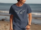 F16 Fighter Jet T-Shirt, Military Aviation Shirt, Jet Pilot Wings Graphic Tee, Air Force Veteran Gift, Mens Aeroplane Airplane TShirt thumbnail 9