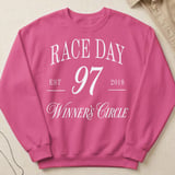 Vintage Race Day Sweatshirt, Preppy Motorsport Crewneck, Winners Circle 97 Racing Graphic Pullover, Aesthetic Track Day Car Enthusiast Gift thumbnail 4