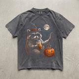 Witchy Iced Coffee Raccoon T-Shirt thumbnail 2