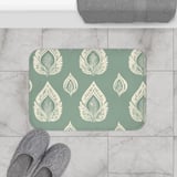 Sage Green Shower Curtain and Bath Mat, Boho Ikat Botanical Leaves Bathroom Decor, Neutral Spa Bath Set, Aesthetic Housewarming Gift thumbnail 17