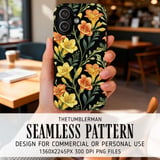 Yellow Flowers Tumbler Design, Floral Digital Paper, Watercolor Backgrounds, Flower Junk Journal, Printable PNG, Digital Scrapbooking thumbnail 6