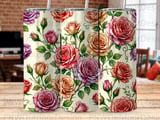 Vintage Rose Tumbler Wrap PNG | Floral Sublimation Design for 20oz Skinny Tumbler | Seamless Digital Download with Free Car Coaster PNGs thumbnail 8
