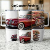 40oz Tumbler Wrap PNG Classic Car Retro Diner Route 66 Vintage Auto Digital Design for Car Lovers, Instant Download File thumbnail 1