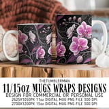 Orchid Tumbler Design Digital Paper, Floral Backgrounds, Junk Journal, Printable PNG, Colorful Flower Scrapbooking, Flowers Tumbler thumbnail 4