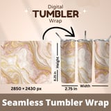 Rose Gold Marble Tumbler Wrap, Sublimation Design for 20 oz Skinny Tumbler, Straight Tapered Wrap png, Digital Download, Tumbler Design thumbnail 5