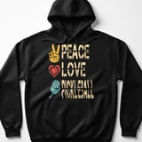 Pickleball Gildan Fleece Hoodie, Peace Love Pickleball Vintage Graphic, Court Pullover thumbnail 1
