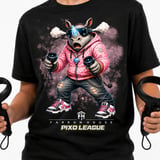 VR Rhino Gamer Shirt for Boys, Funny Virtual Reality Gaming Tee, Kids Birthday Gift, Pixo League by Farron House thumbnail 2