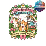 Whimsical Cats Garden Party Digital Wrap thumbnail 2