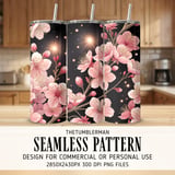 Pink Cherry Blossom Tumbler Design, Floral Tumbler Png, Watercolor Flowers Digital Papers, Junk Journal Pages, Scrapbooking Paper Digital thumbnail 2