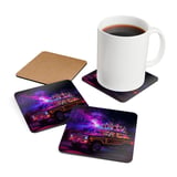 Grand Wagoneer Corkwood Coaster Set, Raccoon Road Trip, Classic Car Art, Car Lover Gift, Fun Coasters, Housewarming Present thumbnail 3