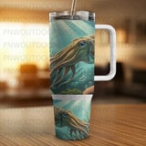 Cuttlefish Sublimation Wrap 40oz Tumbler Digital Design, Ocean Life Seamless PNG, Marine Animal Under Sea Art Distressed Wrap thumbnail 8