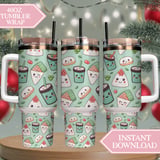 Kawaii Sushi & Boba Tea Pattern Digital Size Bundle Png thumbnail 8