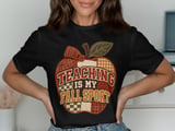 Teaching Is My Fall Sport Tee or Sweatshirt, Faux Patchwork Design thumbnail 21