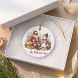 Black Santa Christmas Ornament, Tis The Season Holiday Decor, African American Santa and Snowman Keepsake, Cozy Xmas Tree Decoration Gift thumbnail 8