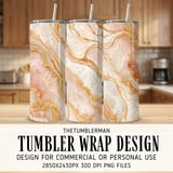 20 oz Skinny Tumbler Wrap, Rose Gold Marble Sublimation Design, Straight Tapered Wrap png, Digital Download, Tumbler Design thumbnail 1