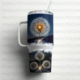 40oz Tumbler Sublimation PNG, Distressed Dandelion Night Sky Digital Design, Seamless Tapered Wrap, Free Car Coasters Included thumbnail 5