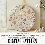 Digital Rabbit Pattern, Floral Bunny Art, Digital Bundle, Cute Hare Design, Whimsical Animal Print, Commercial Use Pattern, Digital Paper thumbnail 3