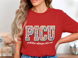 Floral PICU Pediatric ICU Nurse T-Shirt: Retro Flower Intensive Care Unit thumbnail 3