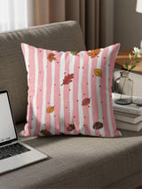 Autumn Leaves Table Runner, Fall Decor Pillow Cases, Pink Distressed Stripe & Pinecone Acorn Whimsical Cozy Home Decor Gift thumbnail 8