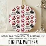 Valentine Paw Print Digital Pattern, Buffalo Plaid Dog Paws, Digital Bundle, Pet Lovers, Happy Valentine's Day, Sublimation Design thumbnail 3