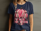 Pumpkins Pink Ribbons Faux Patchwork Tee thumbnail 14