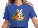 Cute lucky Bunny Rabbit T-Shirt, Carrots Graphic Tee, Animal Lover Gift, Soft Casual Apparel, Unisex Clothing thumbnail 6